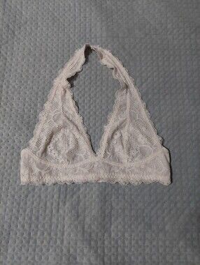 Free People Scalloped Lace Halter Bralette - Cream